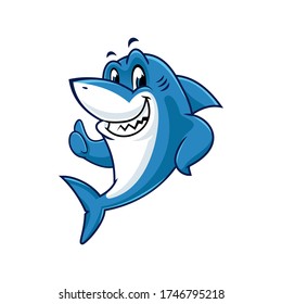 Vector mascot, cartoon, and illustration of a shark with thumb up