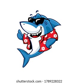 Vector Mascot Cartoon Illustration Shark Wearing Stock Vector (Royalty ...