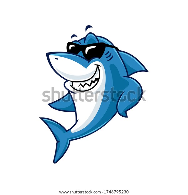 Vector Mascot Cartoon Illustration Shark Wearing Stock Vector Royalty