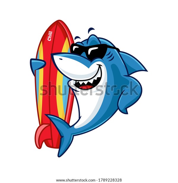 Vector Mascot Cartoon Illustration Shark Wearing Stock Vector (Royalty ...