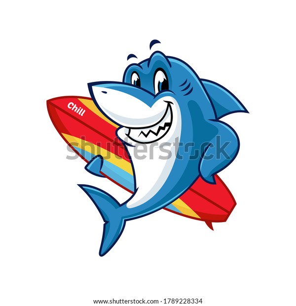 Vector Mascot Cartoon Illustration Shark Holding Stock Vector (Royalty ...