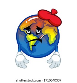 Vector mascot, cartoon, and illustration of a sick earth