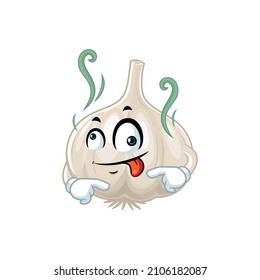 Vector mascot, cartoon and illustration of a stinky garlic with funny face