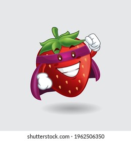 Vector mascot, cartoon, and illustration of a  strawberry superhero