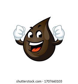 Vector mascot, cartoon, and illustration of a strength petroleum oil drop  
