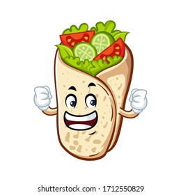 Vector mascot, cartoon, and illustration of a strong  burrito 