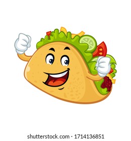 Vector mascot, cartoon, and illustration of a strong  taco