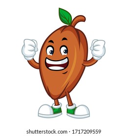 Vector mascot, cartoon, and illustration of a strong cacao beans