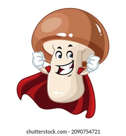 Vector mascot, cartoon and illustration of a strong mushroom