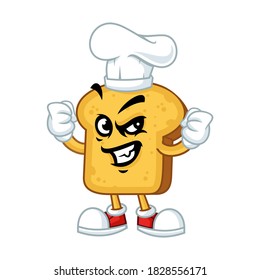 Vector mascot, cartoon, and illustration of a super strenght chef toast