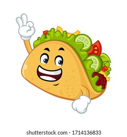 Vector mascot, cartoon, and illustration of a taco say ok