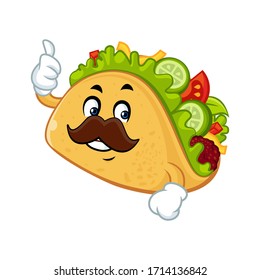 Vector mascot, cartoon, and illustration of a taco with thumb up 
