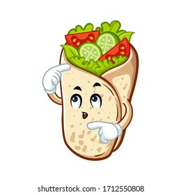 Vector mascot, cartoon, and illustration of a think burrito