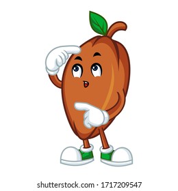 Vector mascot, cartoon, and illustration of a think cacao beans
