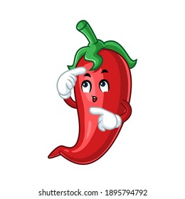 Vector mascot, cartoon and illustration of a think chilli 