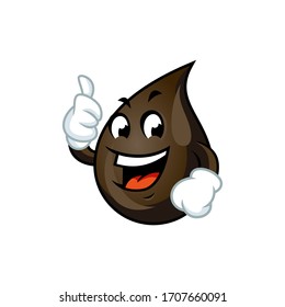Vector mascot, cartoon, and illustration of a thumb up petroleum oil drop 