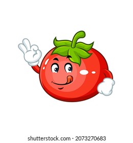 Vector mascot, cartoon and illustration of a tomato say ok