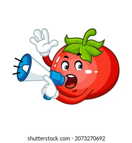 Vector mascot, cartoon and illustration of a tomato holding megaphone