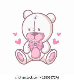Vector mascot, cartoon, and illustration of a white teddy bear
