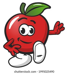 vector mascot character of apple running cheerfully