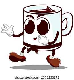 vector mascot character from a cute mug practicing martial arts using a karate belt