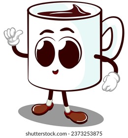 vector mascot character of a cute mug standing while giving a thumbs up