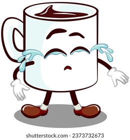 vector mascot character from a cute mug crying sadly