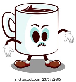 vector mascot character of a funny mug is scaring