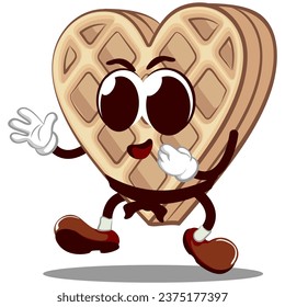 vector mascot character from a heart-shaped waffle practicing martial arts using a karate belt