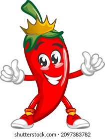 vector mascot character illustration of spicy king cute chili