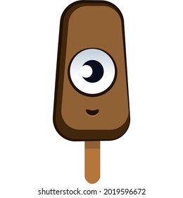 vector mascot character of one-eyed chocolate ice cream