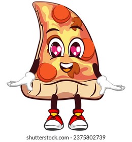 vector mascot character of a slice of pizza in love