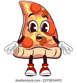 vector mascot character of a slice of pizza being surprised