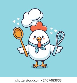 vectorial mascota pollo amor cocinar perfecto para la ilustración restaurante, café y comida casera