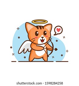 Vector Mascot Cute Cat Celebrate Valentine Days