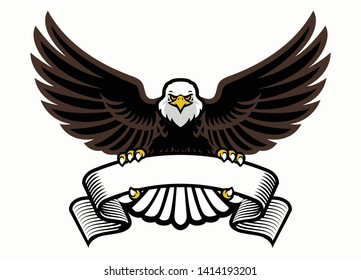 vector of mascot eagle grip the blank ribbon