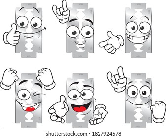 Mascota vectorial expresión facial y navaja en diferentes posiciones. Perfecto para su uso impreso en carteles, tazas, camisetas, pancartas, folletos y más.