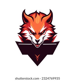 Vector mascot fox logo with copy space for text on white background