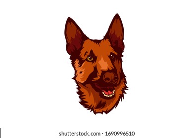 vector mascot, German Shepherd dog with brown fur