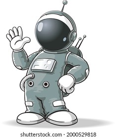 vector mascot illustration of astronaut waving