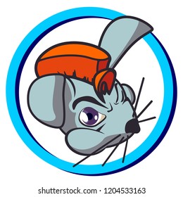 vector mascot illustration blue furious rabbit