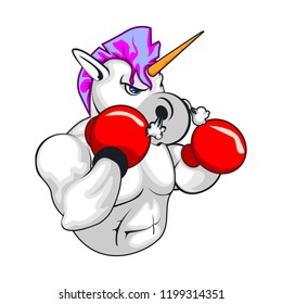 vector mascot illustration the boxer's unicorn