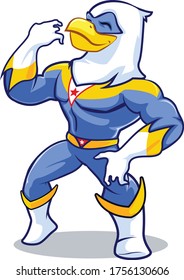 vector mascot illustration a brave american eagle superhero pretends to play the guitar