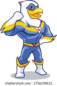 vector mascot illustration a brave american eagle superhero with a big fist