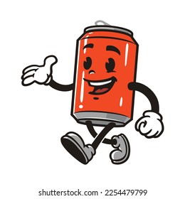 vector mascot illustration of a Can Walking