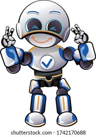 robot de ilustración de mascota vectorial alegre