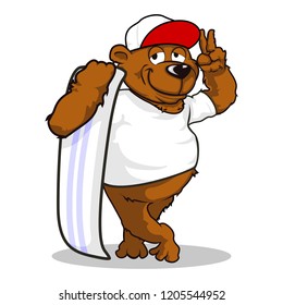 vector mascot illustration cool bear wit board