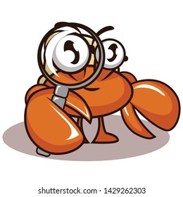 vector mascot illustration Crab detective. smart and curious