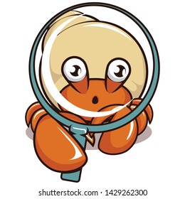 vector mascot illustration crabs with a magnifying glass