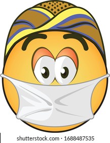 vector mascot illustration cute emoticon with mask
